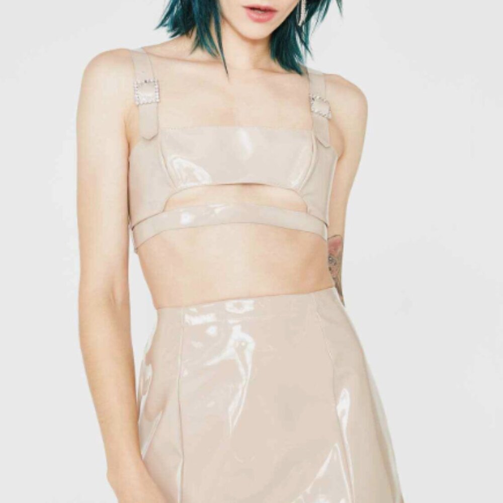 NEW For Love and Lemons High Roller Latex Skirt Size XS - Picture 5 of 7